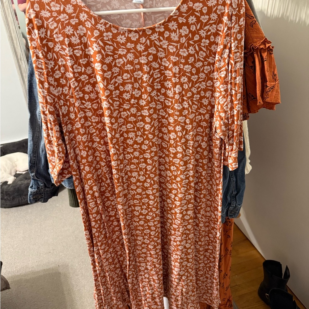 Old Navy Orange and Cream Floral Dress